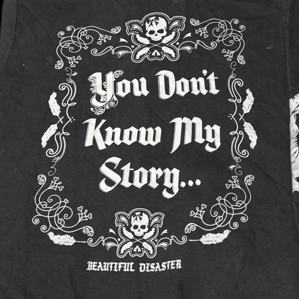 Beautiful Disaster Full Zip Up Hoodie Black Medium - Picture 8 of 8
